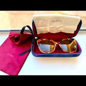 GUCCI 55mm Plaid Oversized Sunglasses